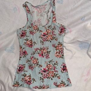 Ardene light teal and flower soft tank top size large